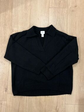 Fine-Knit Collared Sweater